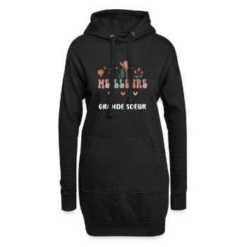 meilleure grande soeur fleurs bohème - Sweat-shirt à capuche long Femme - noir - Devant