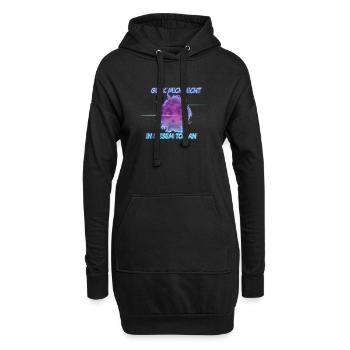 Glitc 80er style Einhorn - Guck mich nicht in dies - Hoodie-Kleid - Schwarz - Vorne