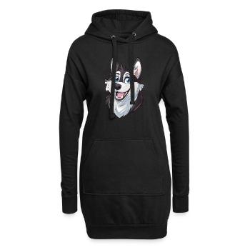 Husky de Sibérie | Illustration de dessin animé - Sweat-shirt à capuche long Femme - noir - Devant