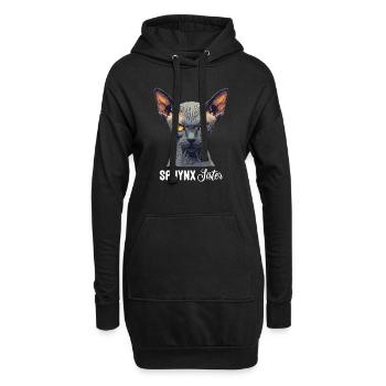 Chaton Sphynx Chat Sphynx - Sweat-shirt à capuche long Femme - noir - Devant