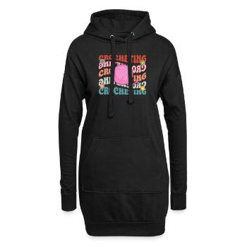 Crochet Crochet Crochets Fil Tricot - Sweat-shirt à capuche long Femme - noir - Devant