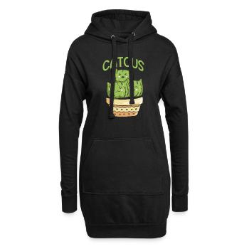 Cat Cactus Succulent Cactus Lover - Hoodie Dress - black - Front
