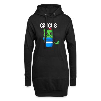 Cat Cactus Succulent Cactus Lover - Hoodie Dress - black - Front