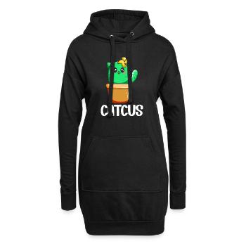 Cat Cactus Succulent Cactus Lover - Hoodie Dress - black - Front