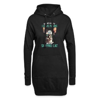 Chaton Sphynx Chat Sphynx - Sweat-shirt à capuche long Femme - noir - Devant