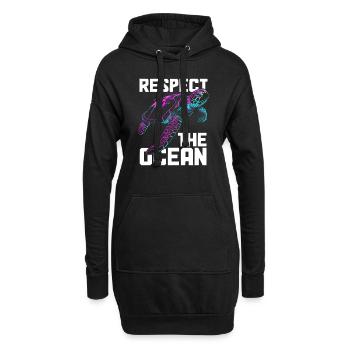 Turtle Surfing Diving Diver - Hoodie Dress - black - Front