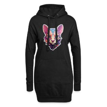Sphynx-Katzenkopf - Hoodie-Kleid - Schwarz - Vorne
