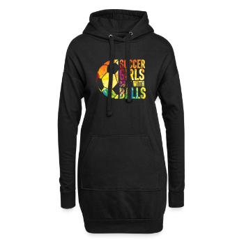 Fußballmädchen Teen Soccer Liebhaber Spieler - Hoodie-Kleid - Schwarz - Vorne