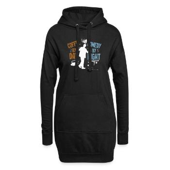 Kaffee bei Tag Comedy bei Nacht Komiker - Hoodie-Kleid - Schwarz - Vorne