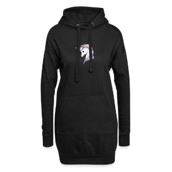 Regenbogen Einhorn Kopf Niedlich Rosa Magisches Einhorn - Hoodie-Kleid - Schwarz - Vorne
