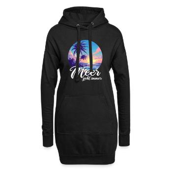 La mer part toujours en vacances - Sweat-shirt à capuche long Femme - noir - Devant