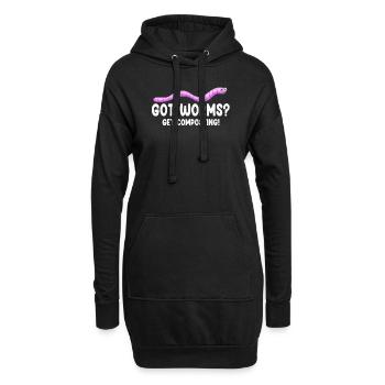 Wurmfarmer Wurmkompost Niedliche Männer Frauen - Hoodie-Kleid - Schwarz - Vorne