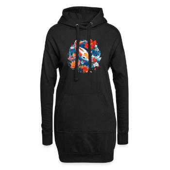 Vintage 80er Retro Japanisch Asiatisch Koi Karpfen - Hoodie-Kleid - Schwarz - Vorne