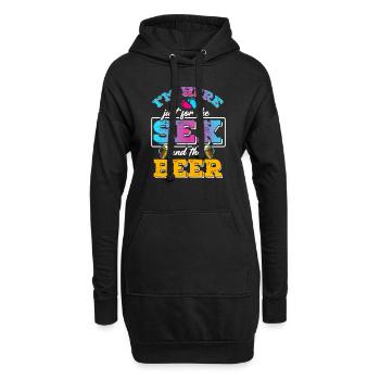 Ich Bin Nur Für Den Sex Und Das Bier Hier - Hoodie-Kleid - Schwarz - Vorne