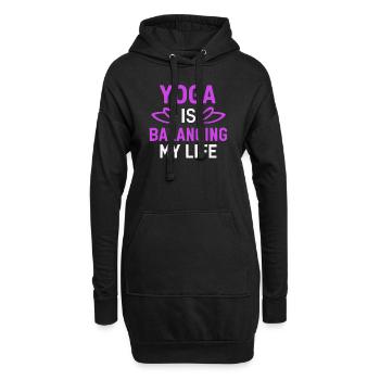Le yoga équilibre ma vie - Sweat-shirt à capuche long Femme - noir - Devant