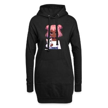 Anime Afro-américain Afro Anime Merch Stuff - Sweat-shirt à capuche long Femme - noir - Devant