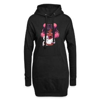 Anime Afro-américain Afro Anime Merch Stuff - Sweat-shirt à capuche long Femme - noir - Devant