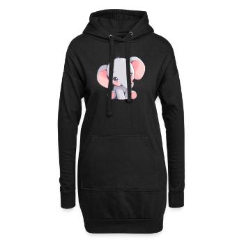 Elefanten Elefant - Hoodie-Kleid - Schwarz - Vorne