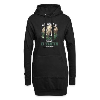 Elefanten Elefant - Hoodie-Kleid - Schwarz - Vorne