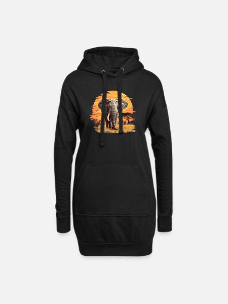 Elefanten Elefant - Hoodie-Kleid - Schwarz