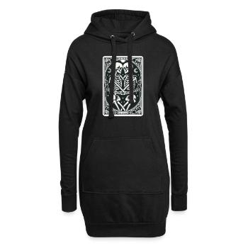 Tarotkarte Die Liebenden VI, Tarot Karte Skelette - Hoodie-Kleid - Schwarz - Vorne