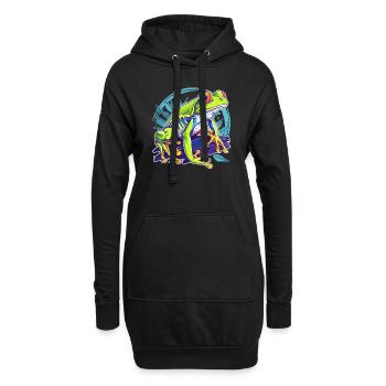 Tree Frog Baumfrösche Baumfrosch - Hoodie-Kleid - Schwarz - Vorne