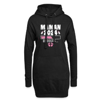 Future Maman 2024 En Cours Femme Enceinte Maman - Sweat-shirt à capuche long Femme - noir - Devant