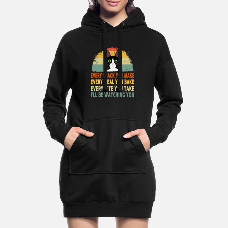 Drôle de chat Chaque repas que vous préparez Chaque collation que vous préparez Sweat-shirt à capuche long Femme