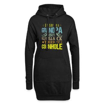 Drôle de grand-père Cornhole Player Bean Bag Toss - Sweat-shirt à capuche long Femme - noir - Devant