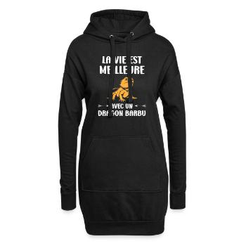 Dragon barbu - Sweat-shirt à capuche long Femme - noir - Devant