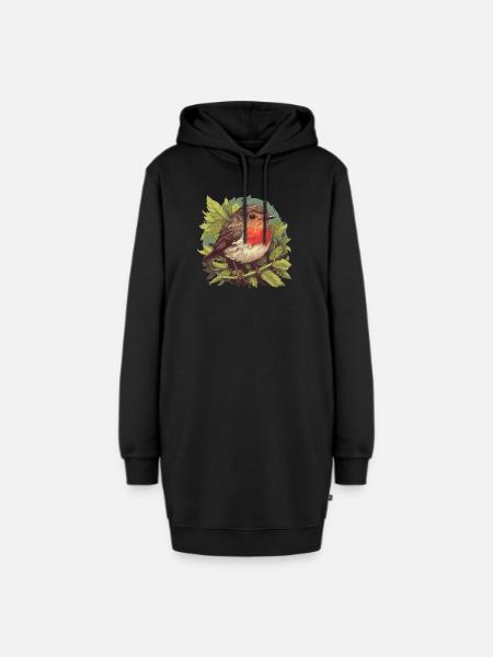 Robin Rotkehlchen - Hoodie-Kleid - Schwarz