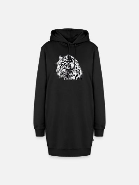 Leoparden Leopard - Hoodie-Kleid - Schwarz