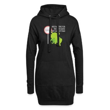 J’attends juste le bus parce que ma voiture s’amuse à crapauder - Sweat-shirt à capuche long Femme - noir - Devant