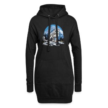 Snow Leopard Schneeleoparden Schneeleopard - Hoodie-Kleid - Schwarz - Vorne
