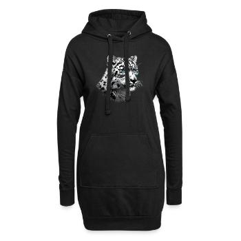 Snow Leopard Schneeleoparden Schneeleopard - Hoodie-Kleid - Schwarz - Vorne