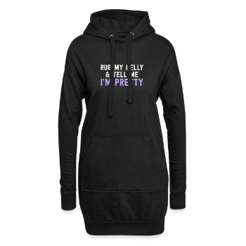 Reib Meinen Bauch Und Sag Mir, dass Ich Hübsch bin - Lustige Katze - Hoodie-Kleid - Schwarz - Vorne