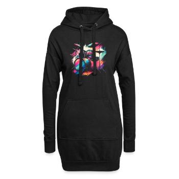 Buntes Abstraktes Drum Set Drummer Drumming - Hoodie-Kleid - Schwarz - Vorne