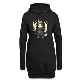 Japanische Samurai -Katzenkrieger Retro Ninja - Hoodie-Kleid - Schwarz - Vorne