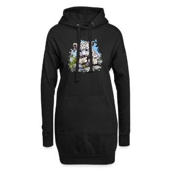 Léopard des neiges Schneeleoparden Schneeleopard - Sweat-shirt à capuche long Femme - noir - Devant