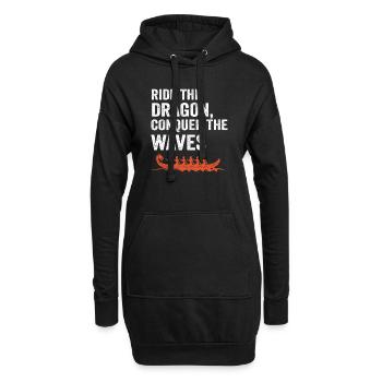 Reiten Sie auf dem Drachen, erobern Sie die Wellen - Hoodie-Kleid - Schwarz - Vorne