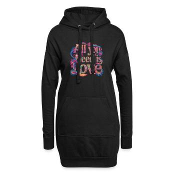 All You Need Is Love Hippie Flower Retro 60s 70s - Sweat-shirt à capuche long Femme - noir - Devant