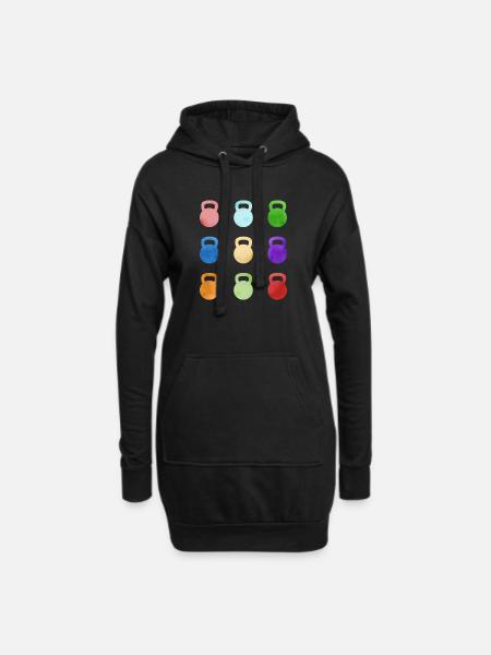 Kettlebell Workout Fitness Training - Hoodie-Kleid - Schwarz