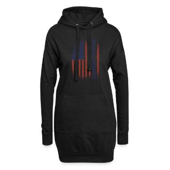 flagge USA Physiotherapeut Rretro Student - Hoodie-Kleid - Schwarz - Vorne