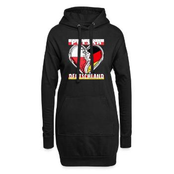 POLSKA ALLEMAGNE CŒUR - Sweat-shirt à capuche long Femme - noir - Devant