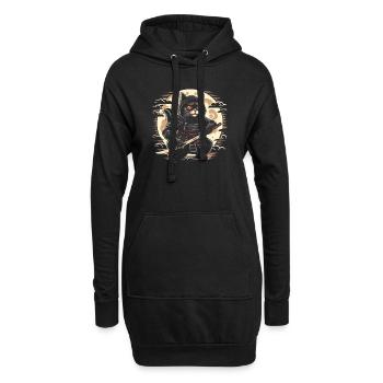 Ninja Katze Japanisch Samurai Japan Kawaii Krieger - Hoodie-Kleid - Schwarz - Vorne
