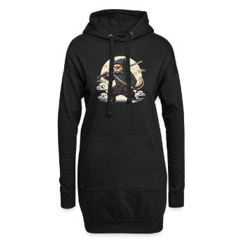 Ninja Katze Japanisch Samurai Japan Kawaii Krieger - Hoodie-Kleid - Schwarz - Vorne