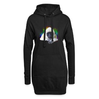 Gibbon Affe Regenbogen Niedliches kleines Primatentier - Hoodie-Kleid - Schwarz - Vorne