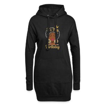 Geburtstagskönigin Afroamerikaner Melanin Schwarz - Hoodie-Kleid - Schwarz - Vorne