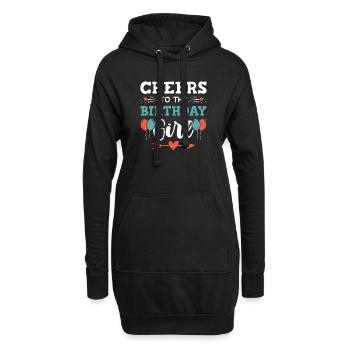 fille dont c'est l'anniversaire - Sweat-shirt à capuche long Femme - noir - Devant