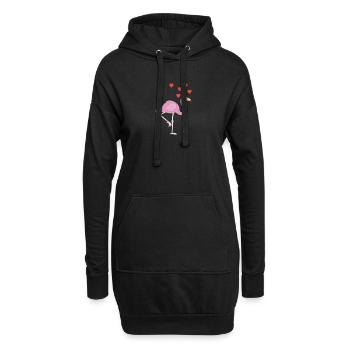 Flamingo Hearts T-Shirt - Bird Lover Pride Pink - Hoodie Dress - black - Front